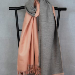 two tone stylish winter scarf pink and gray