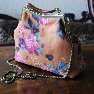 Peach Floral Handbag Retro Suede