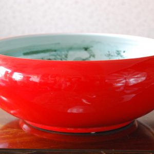 red porcelain handmade bowl water lily inside